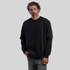 TRAUKO - Poleron Hombre Algodón Negro Crew Black