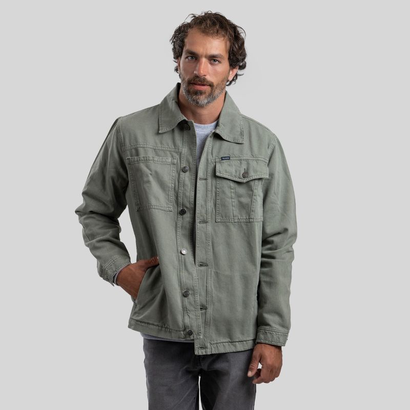 TRAUKO - Chaqueta Hombre Algodón Verde Trauko Drill Olive.