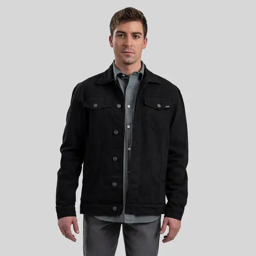 TRAUKO - Chaqueta Hombre Algodón Negro Denim Black