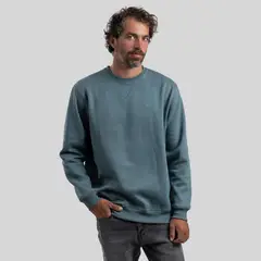 TRAUKO - Poleron Hombre Algodón Celeste Crew Aqua