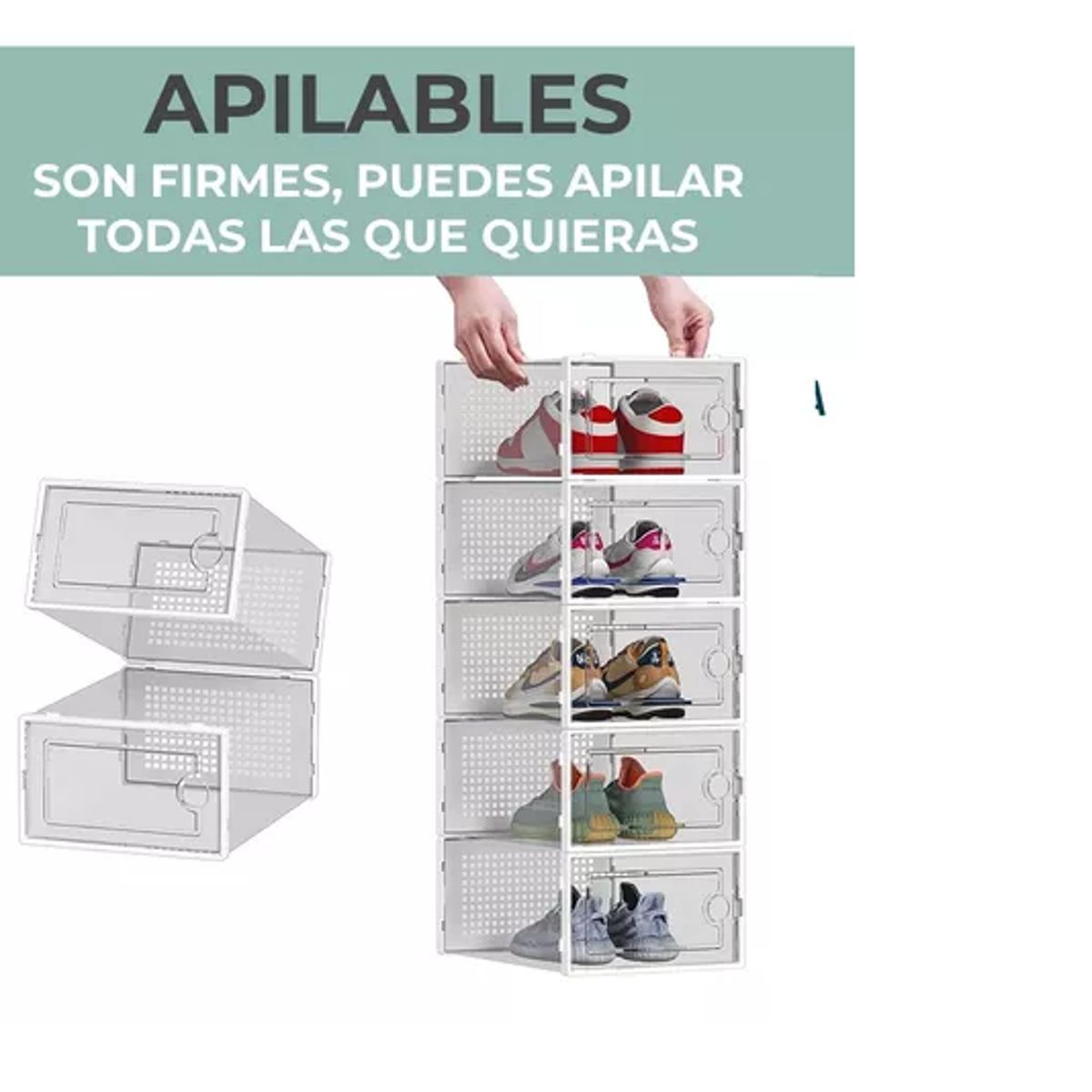 GENERICO - Caja Organizadora De Zapatos Set X4 Casatua Apilables Firmes