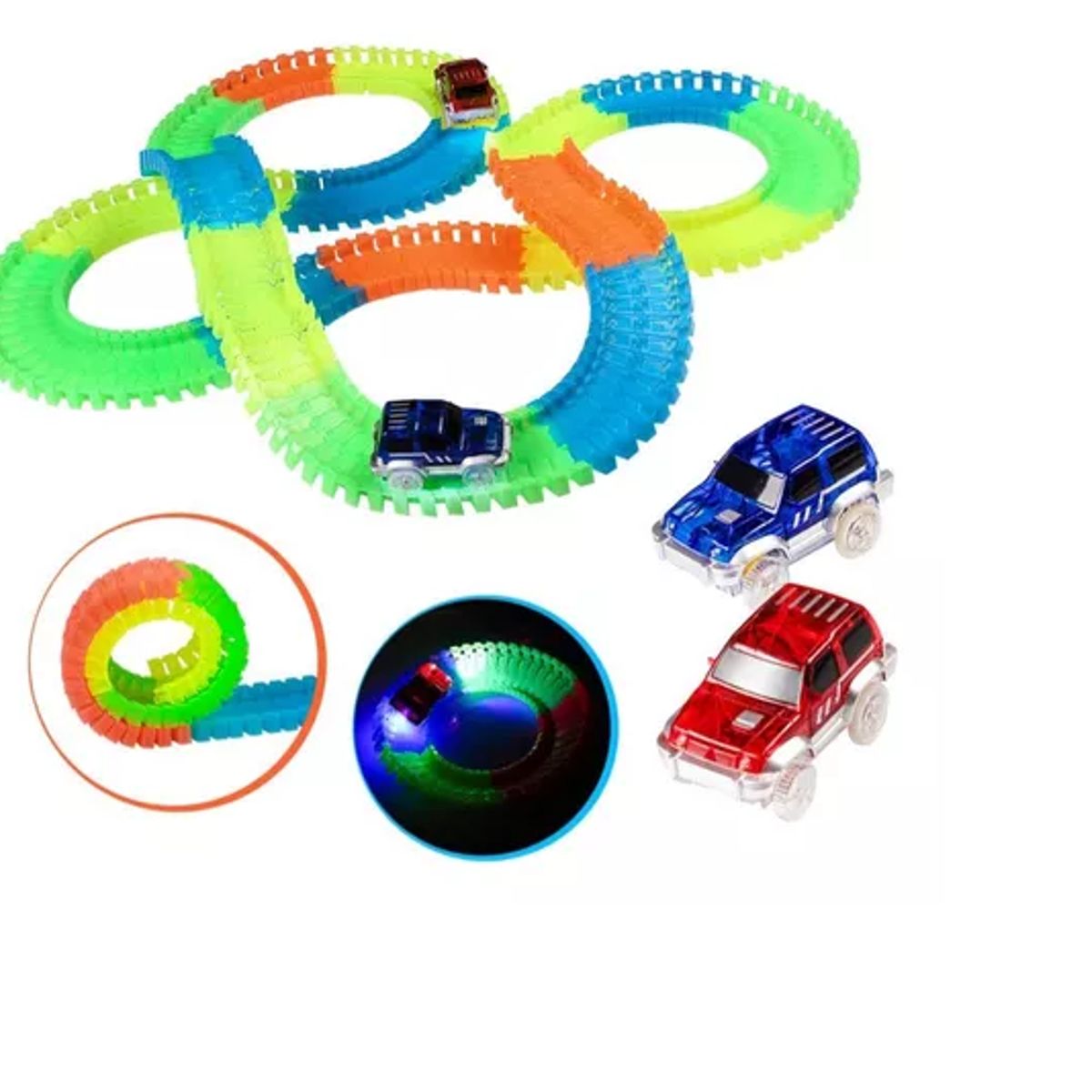 GENERICO - Autopista Flexible Luminosa Xl 165 Piezas 240 Cm