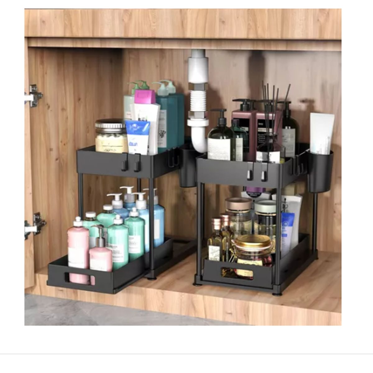 GENERICO - Organizador Bajo Lavaplatos Extraíble Cocina Baño 2 Unidades