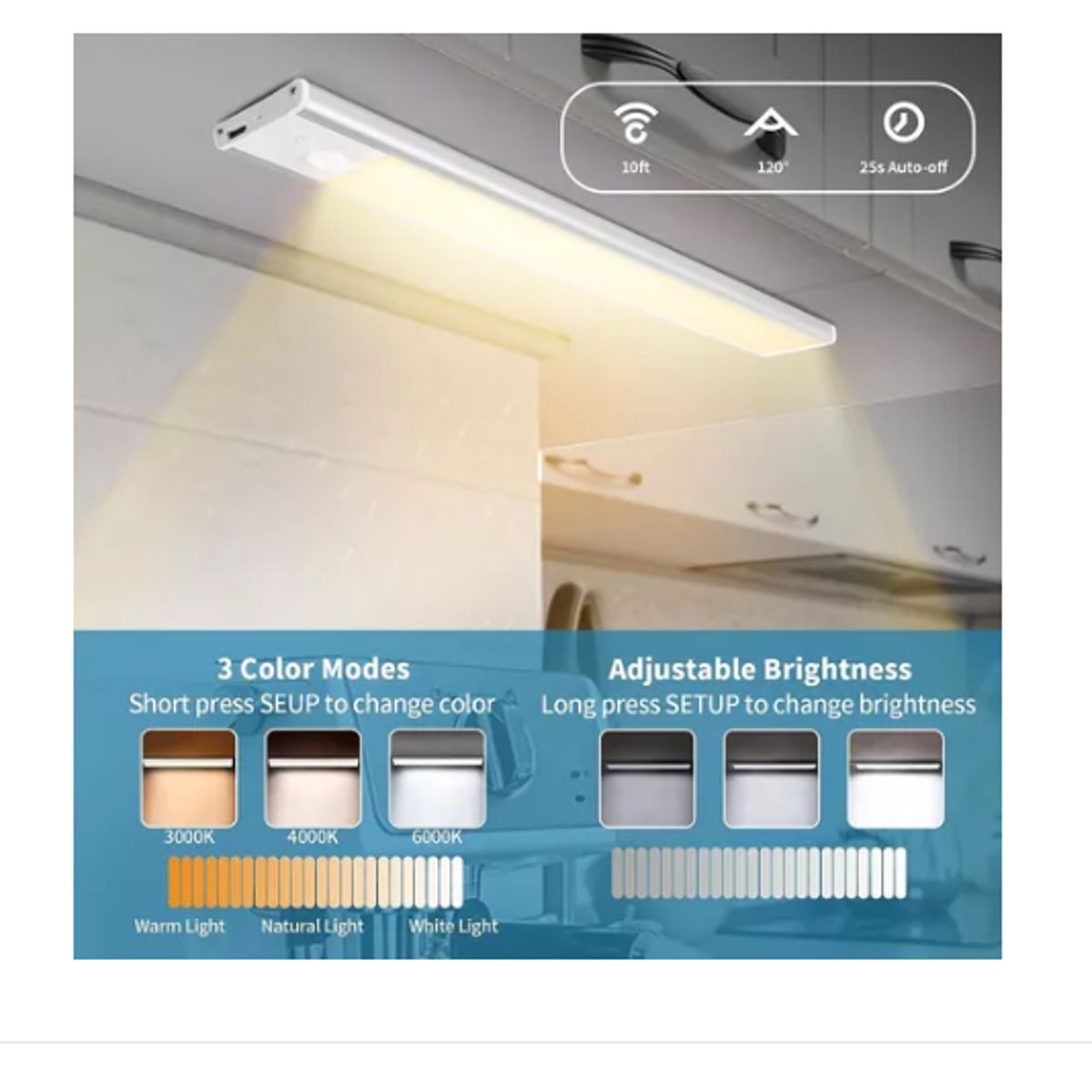 GENERICO - Luz Clóset Barra Con Sensor Movimiento 30cm Lámpara Armario