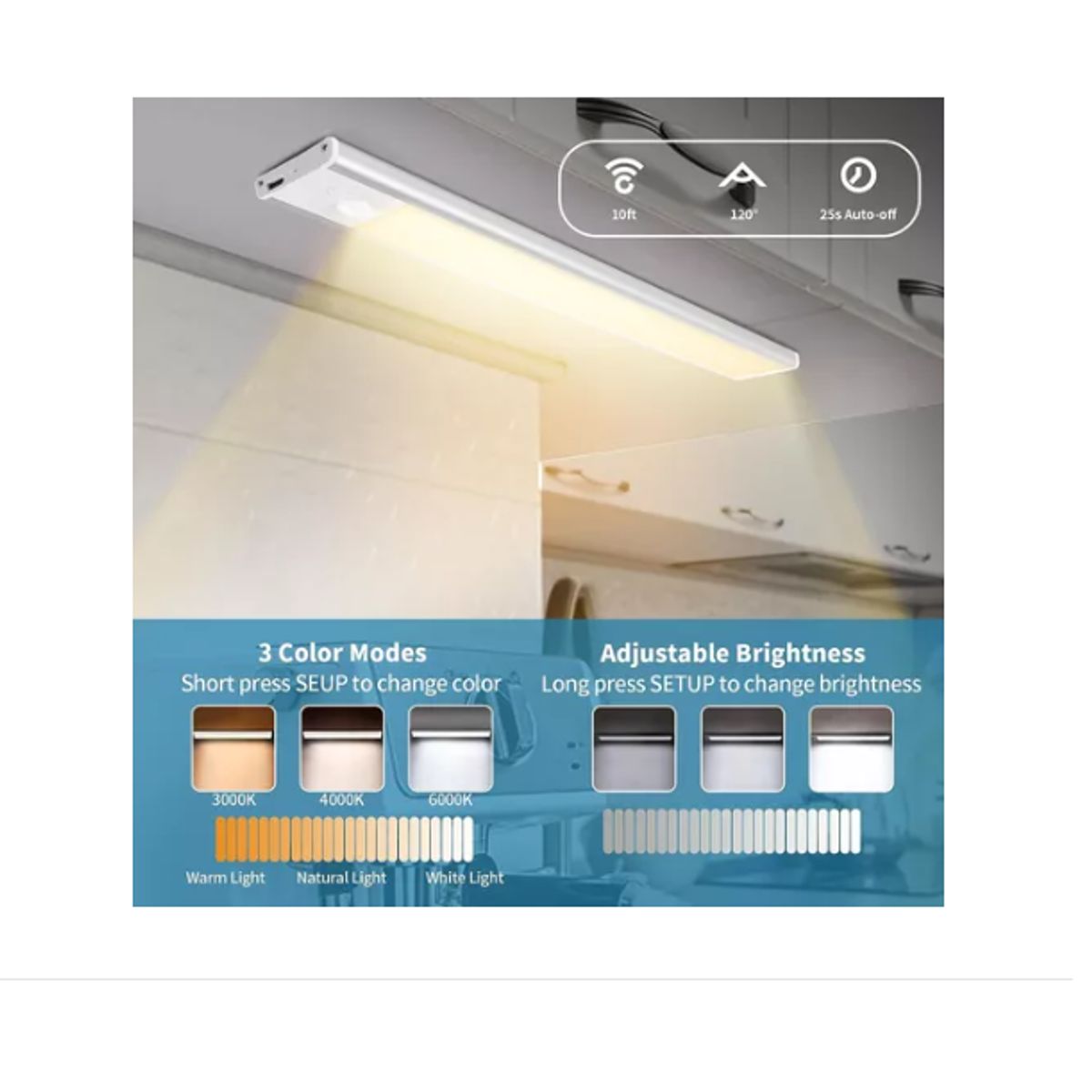 GENERICO - Luz Clóset Barra Con Sensor Movimiento 30cm Lámpara Armario