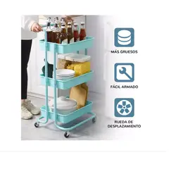 GENERICO - Carrito Organizador Con Ruedas Estante 3 Niveles
