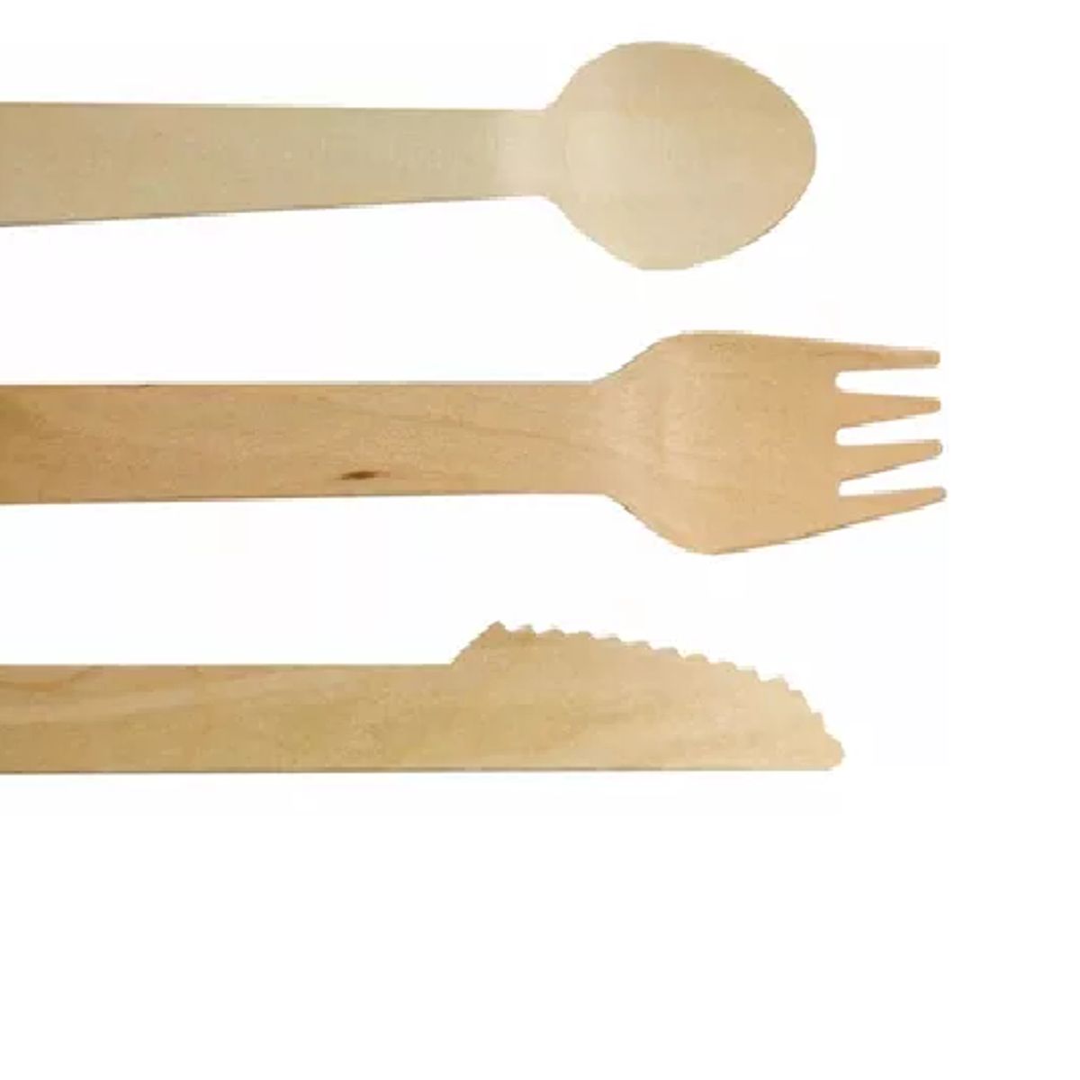 GENERICO - Kit Servicio Madera Cuchillo + Tenedor + Cuchara X 100 Unid