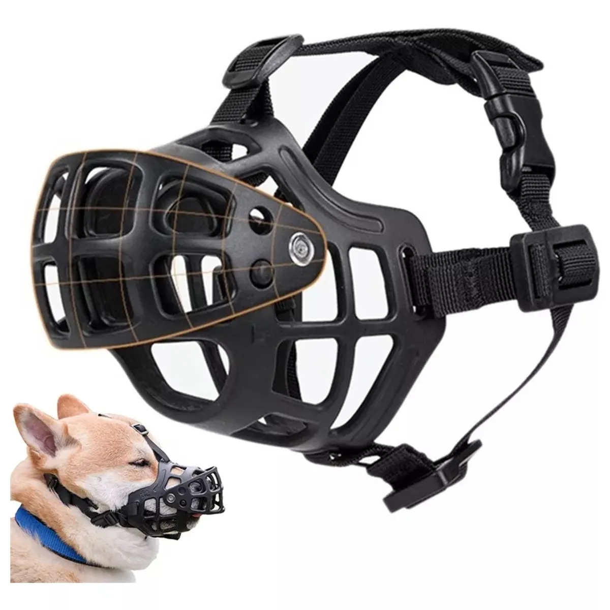 KUANGYE - Bozal Perros Mascotas Grandes Medianos Anti-morder Ajustable