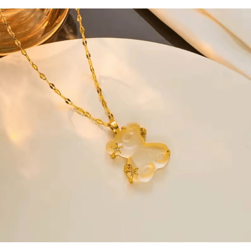GENERICO - Collar Osito Blanco chapado en oro 18k