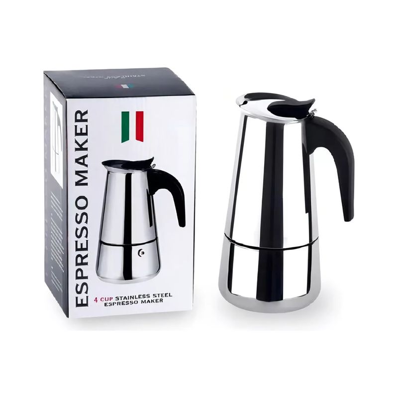 GENERICO - Cafetera Italiana Expresso Maker 6 Tazas Plateada Acero Inox