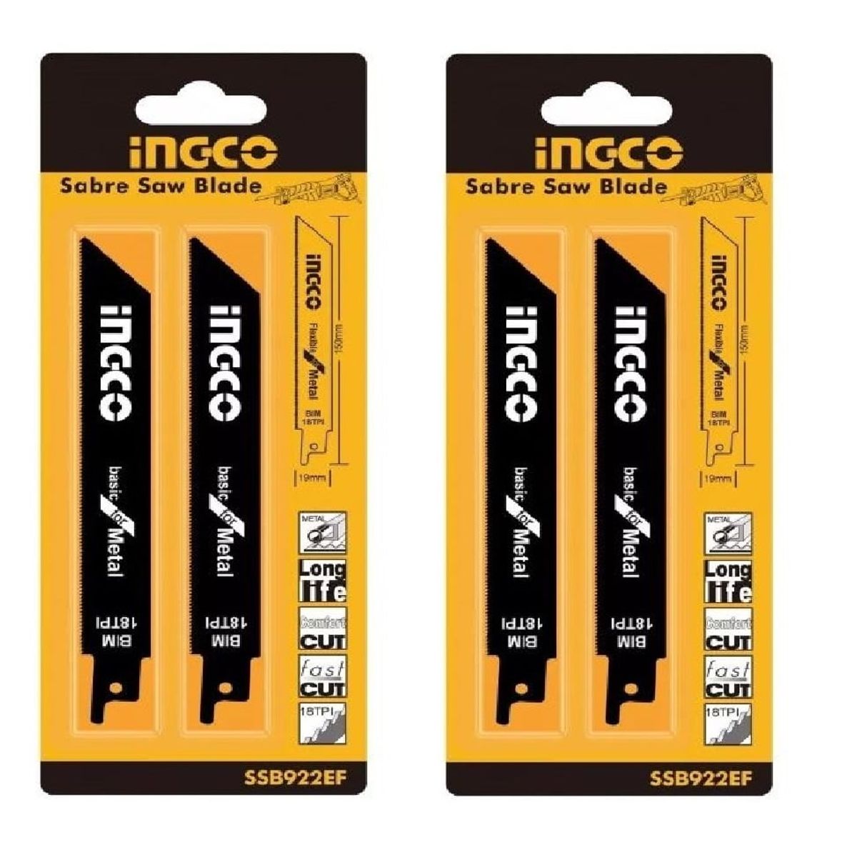 INGCO - 4 Hojas De Sierra Para Sierra Sable, Uso En  Metal. Ingco