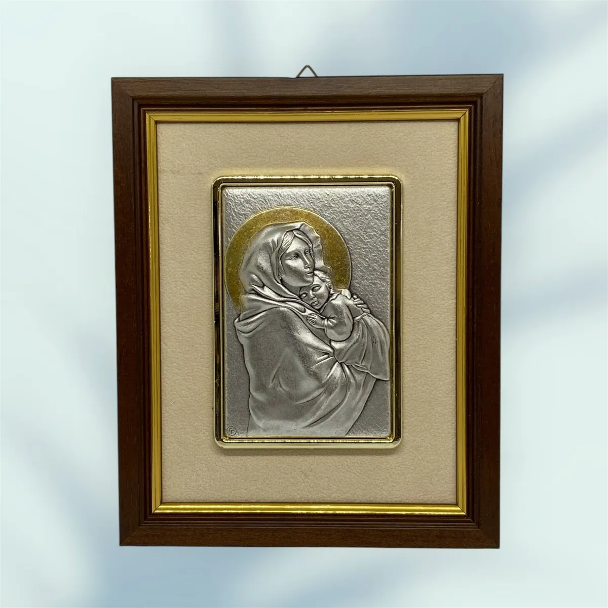 GENERICO - Quadretto Italiano Religioso De Madera Virgen con Niño