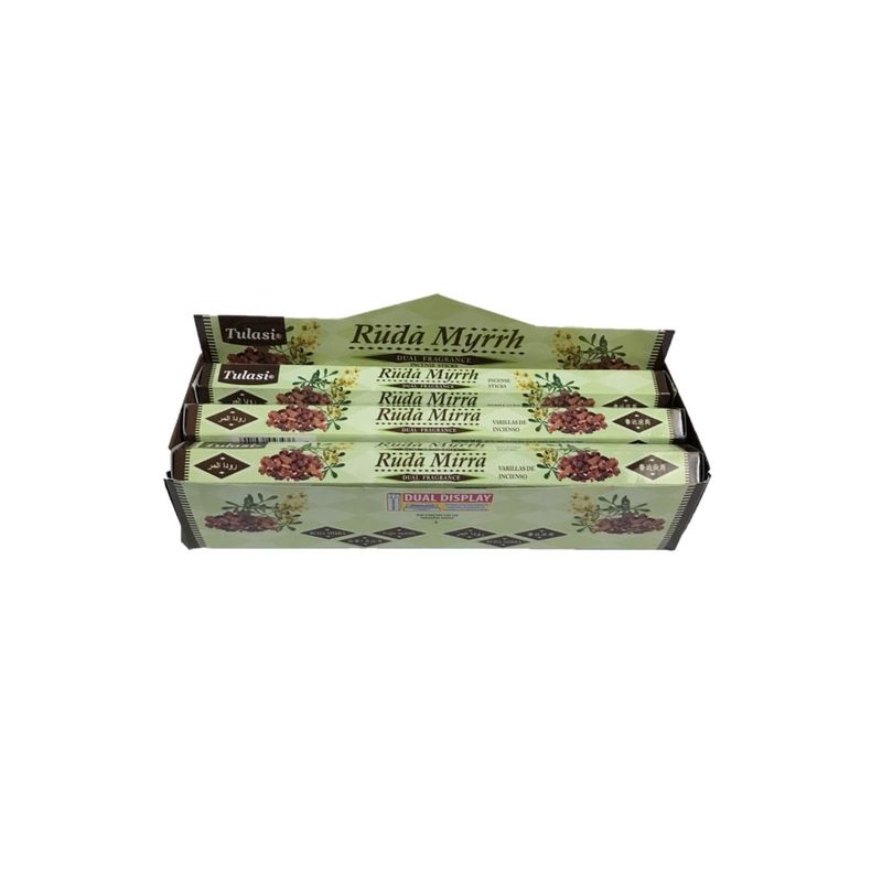 GENERICO - Incienso Aroma Ruda Mirra Caja 6 Tubos Hexagonales 120 Varas