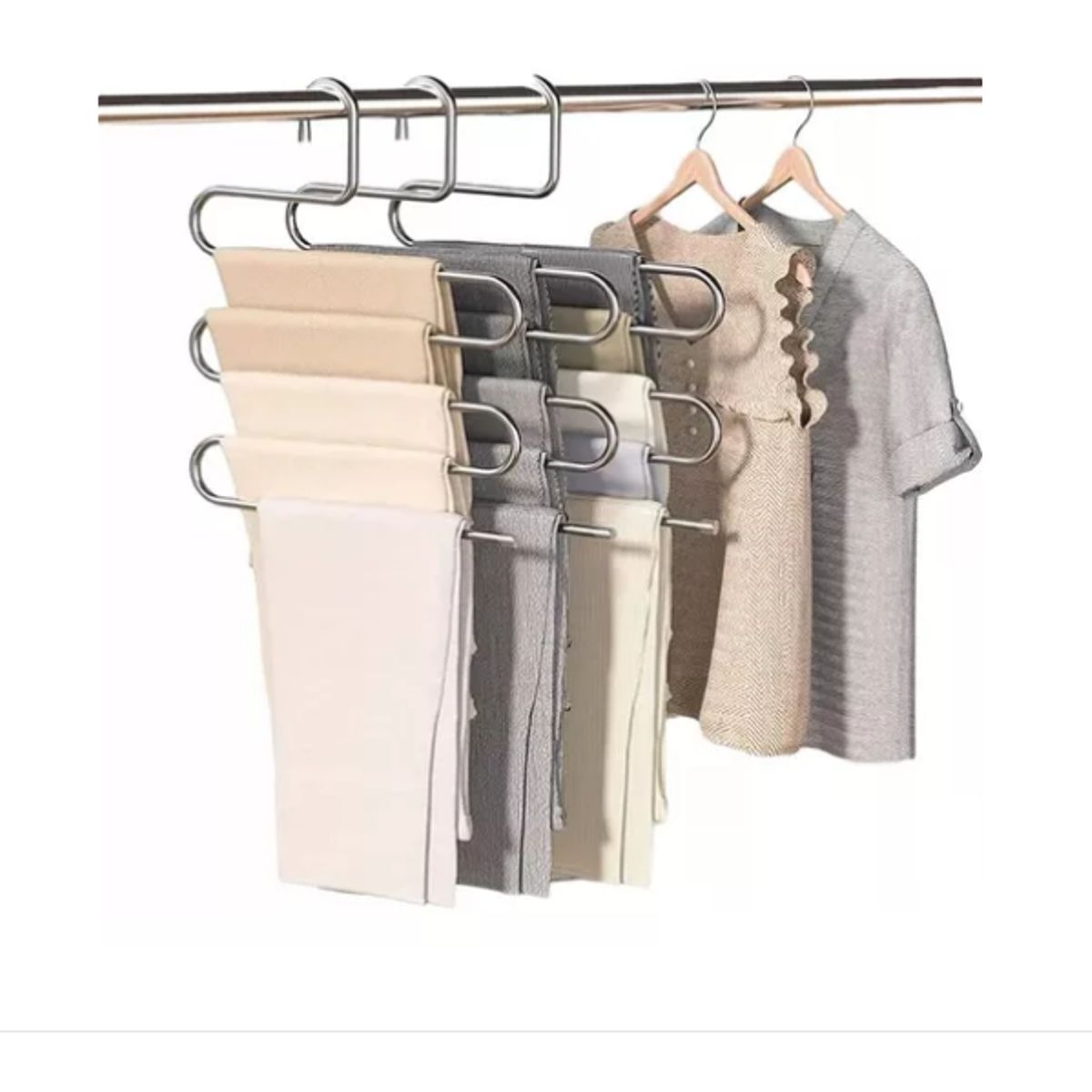 GENERICO - Pack 2 Colgador De Pantalones Metalico Gancho Closet