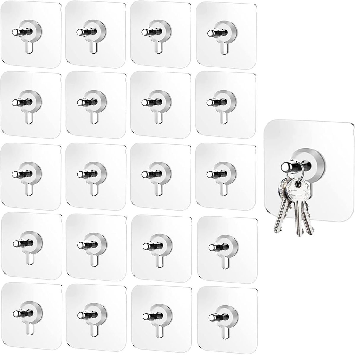 KUANGYE - 20 Ganchos Adheribles Cuadros Soporte Gancho Adhesivo Pared