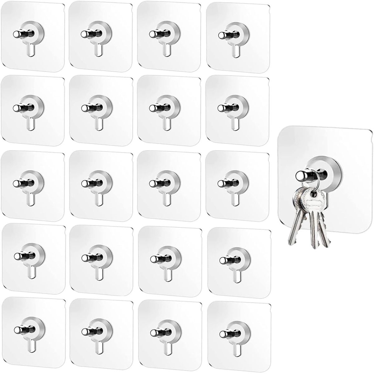 KUANGYE - 20 Ganchos Adheribles Cuadros Soporte Gancho Adhesivo Pared