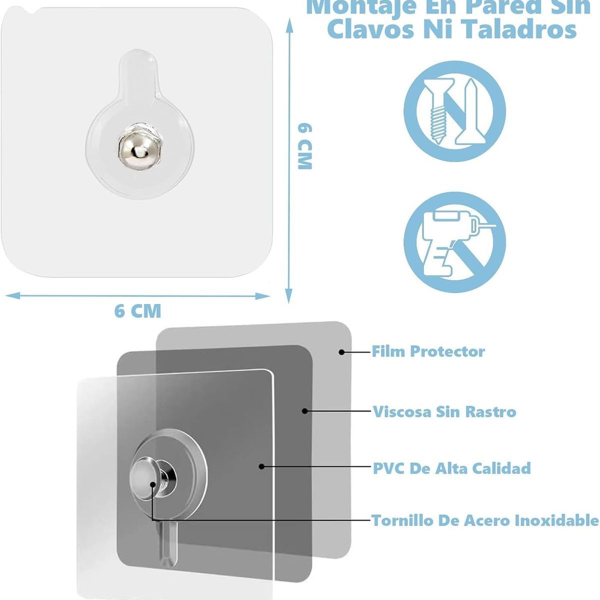 KUANGYE - 20 Ganchos Adheribles Cuadros Soporte Gancho Adhesivo Pared