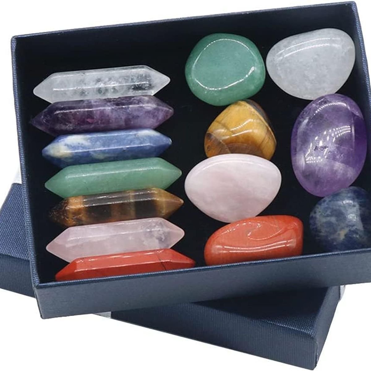 KUANGYE - Set 14 Minerales Pulidos Reales, Chakras, Geología