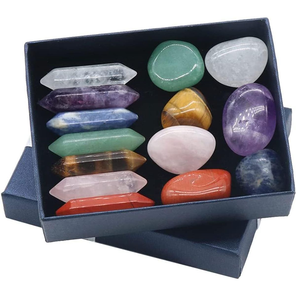 KUANGYE - Set 14 Minerales Pulidos Reales, Chakras, Geología