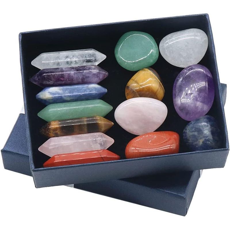 KUANGYE - Set 14 Minerales Pulidos Reales, Chakras, Geología