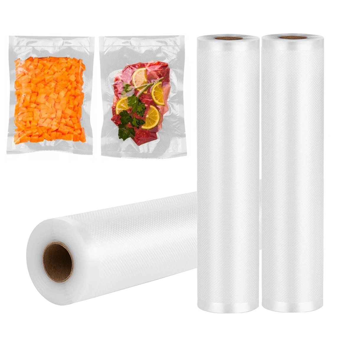 KUANGYE - 5 Rollos Sellado Vacio Bolsas de Vacio Gofradas 20cm X 5 Mts