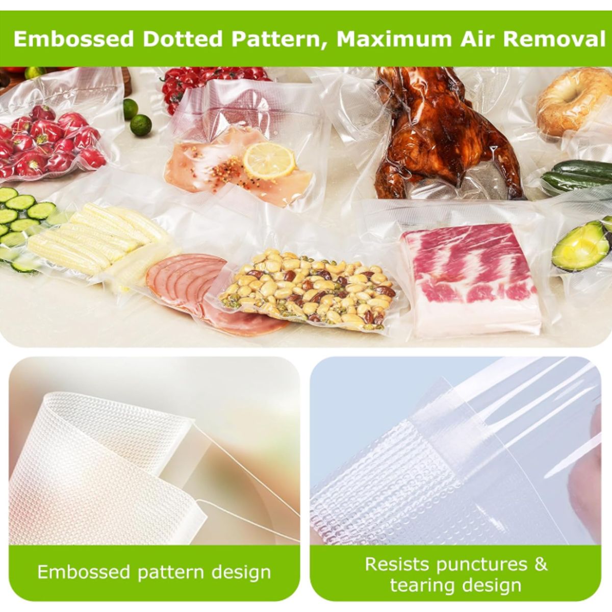 KUANGYE - 5 Rollos Sellado Vacio Bolsas de Vacio Gofradas 20cm X 5 Mts