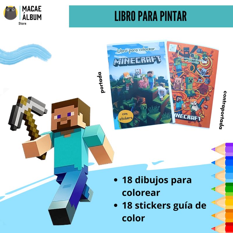 GENERICO - Libro Para Pintar Minecraft con stickers