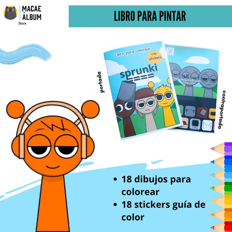 GENERICO - Libro para pintar Sprunki con stickers