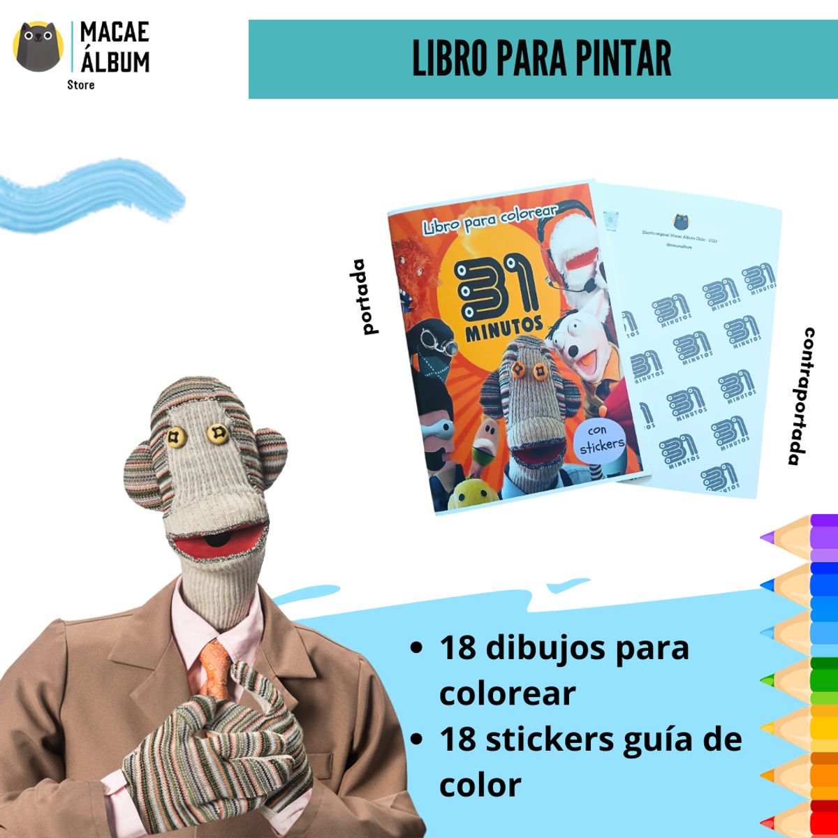 GENERICO - Libro Para Pintar 31 minutos con stickers
