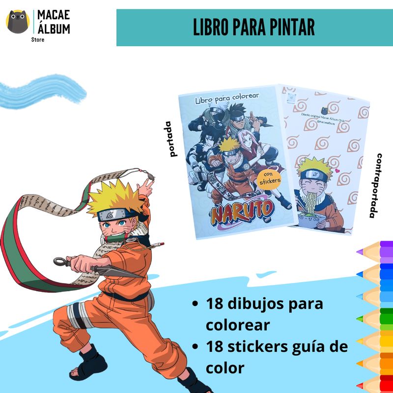 GENERICO - Libro para pintar Naruto con stickers