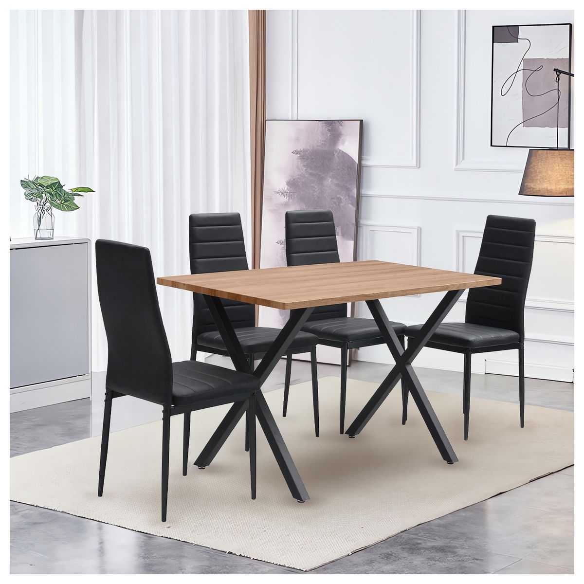 NOVAHUS - Pack 4 Silla de Comedor Boston Negro