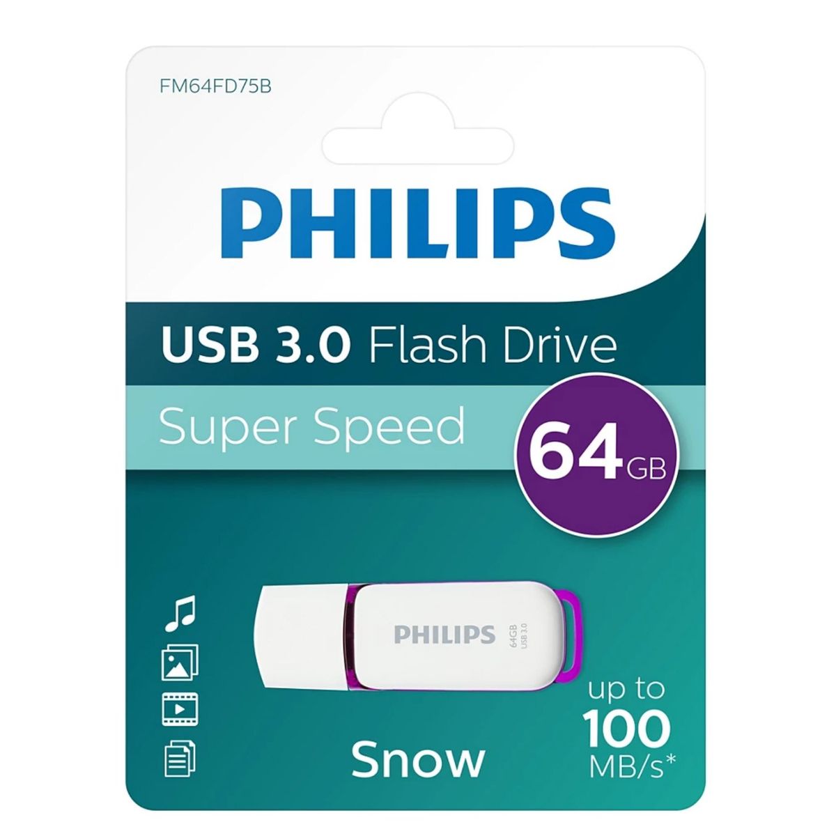 PHILIPS - Pendrive 64gb Philips Snow Usb 3.0 FM64FD75B - SC