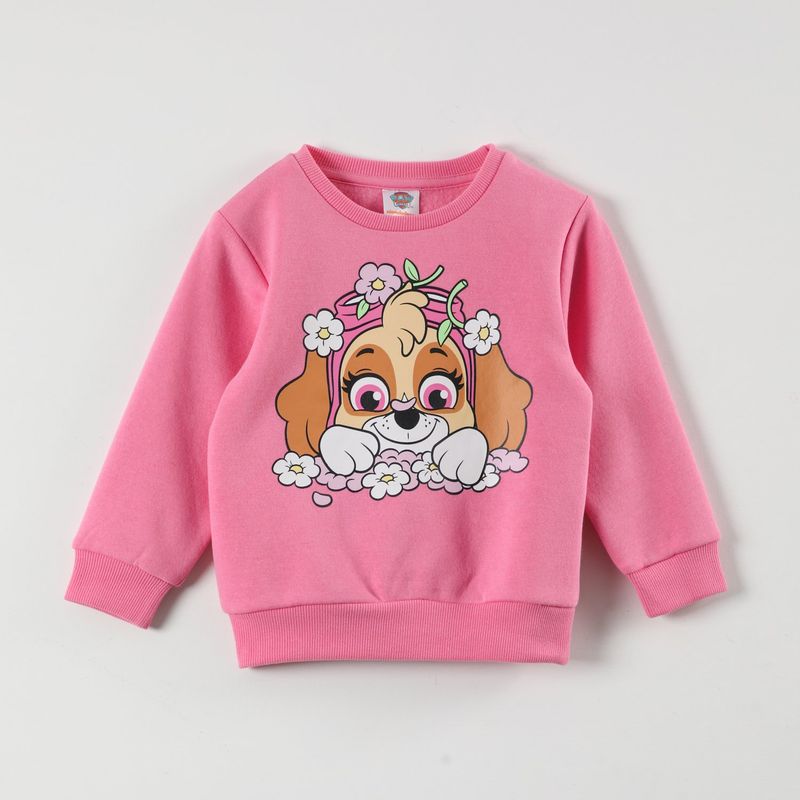 PAW PATROL - Poleron Niña Flores Rosado Paw Patrol.
