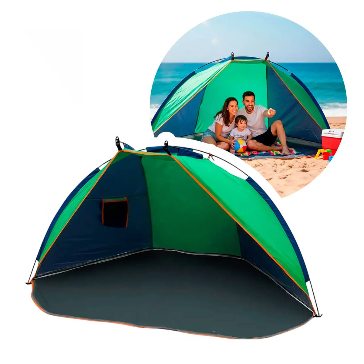 GENERICO - Media Carpa - Paraviento + Protección Solar 220x115cm Playa