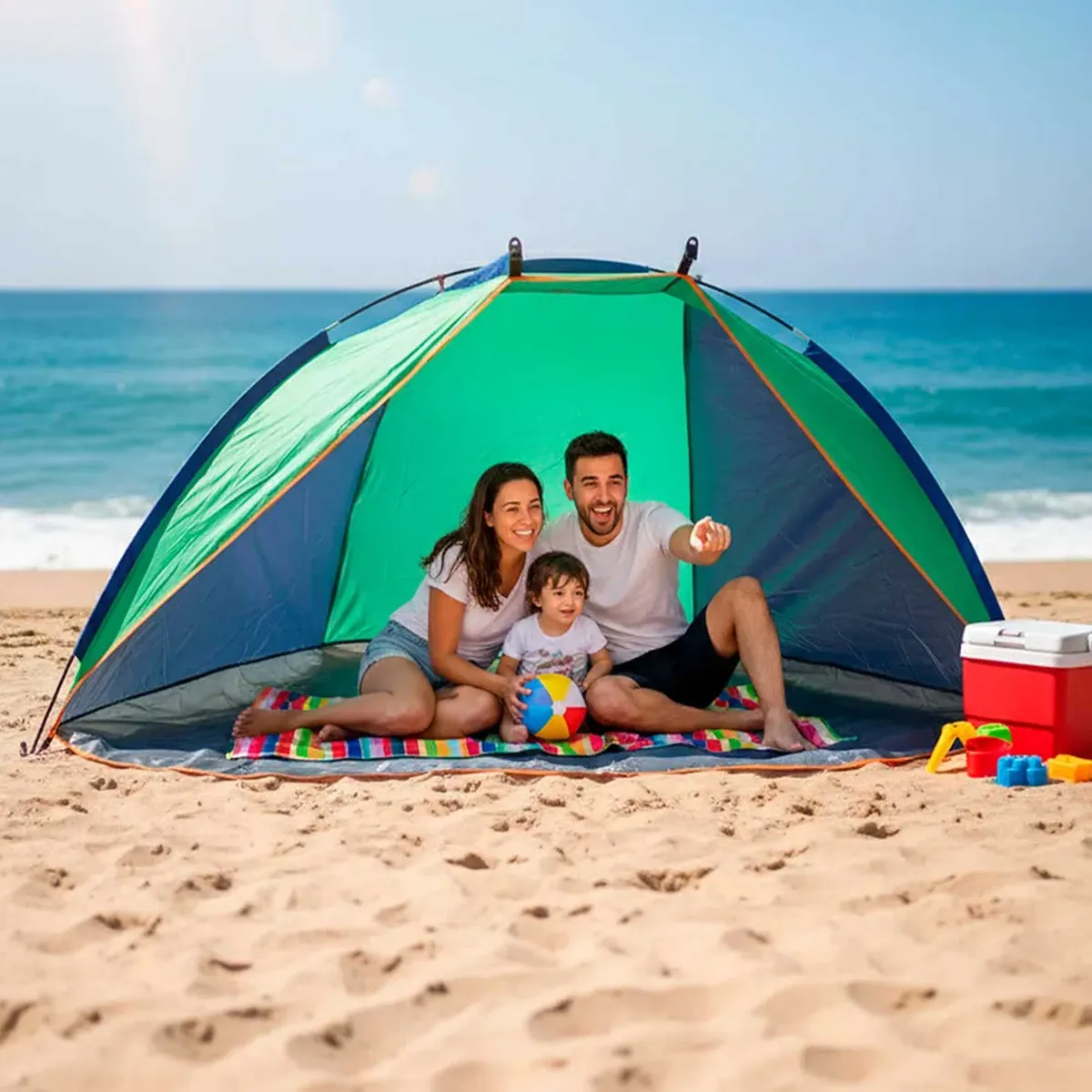 GENERICO - Media Carpa - Paraviento + Protección Solar 220x115cm Playa