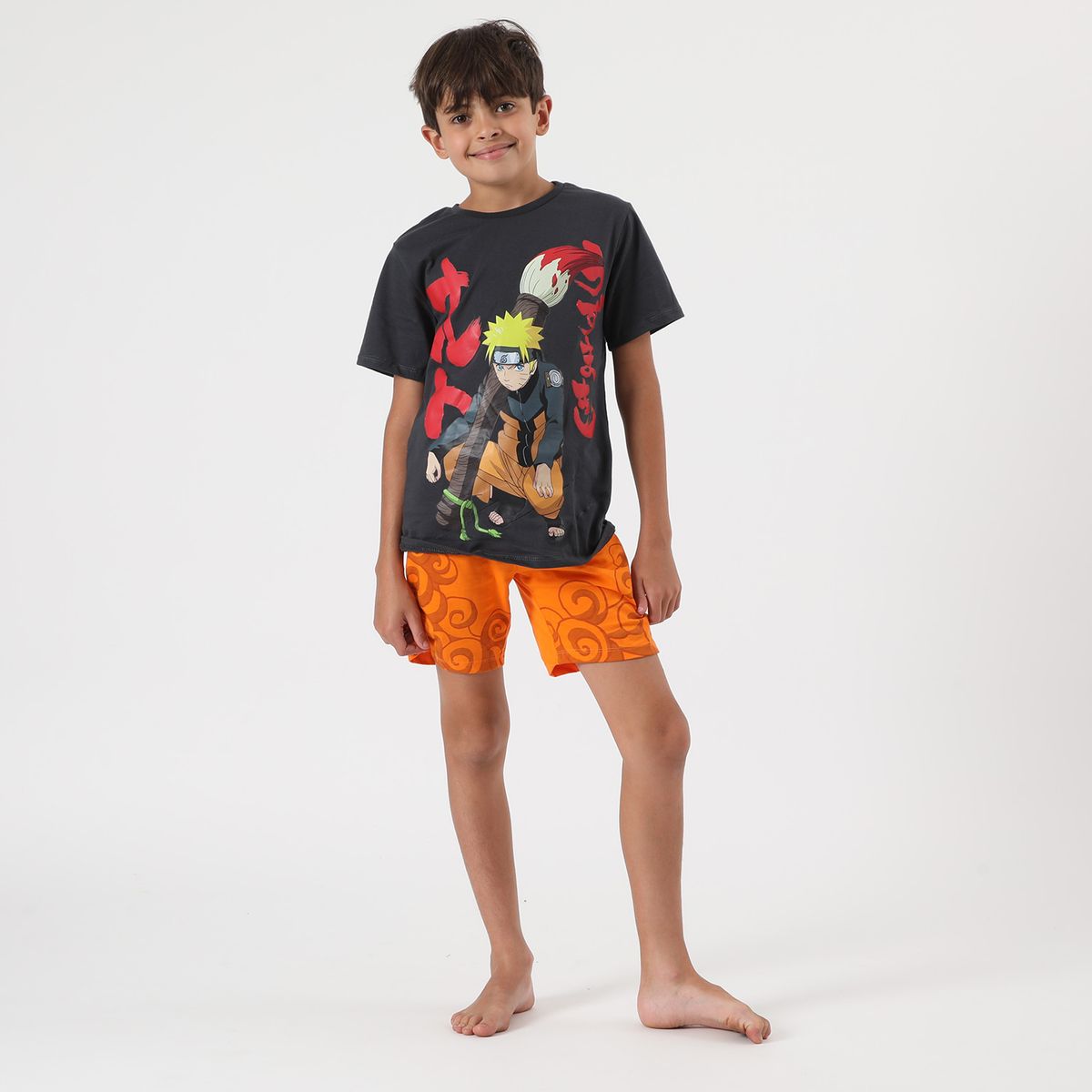 NARUTO - Pijama Corto Niño Uzumaki Gris Naruto