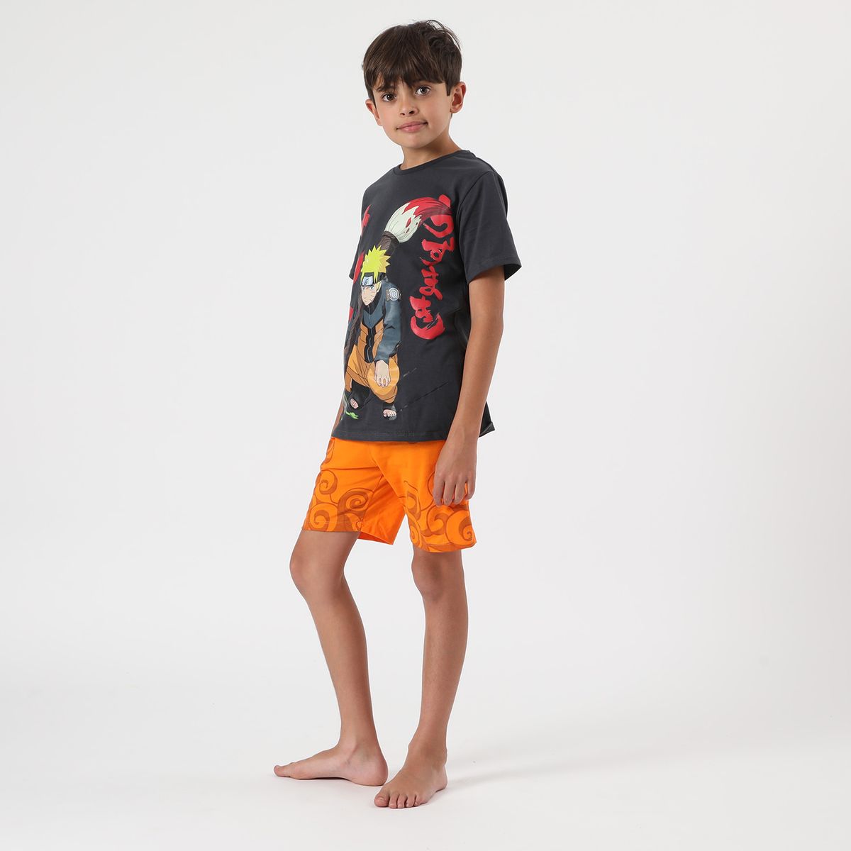 NARUTO - Pijama Corto Niño Uzumaki Gris Naruto