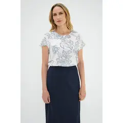 MA GRIFFE - Polera Manga Caida Estampada Crudo Magriffe