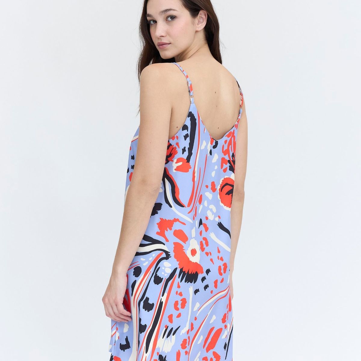 GUINDA - Vestido Corto Estampado y Tirantes Mush Guinda