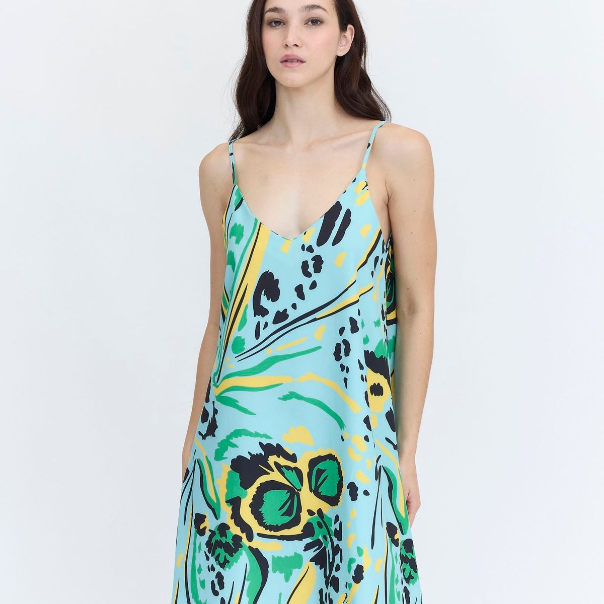 GUINDA - Vestido Corto Estampado y Tirantes Mush Guinda