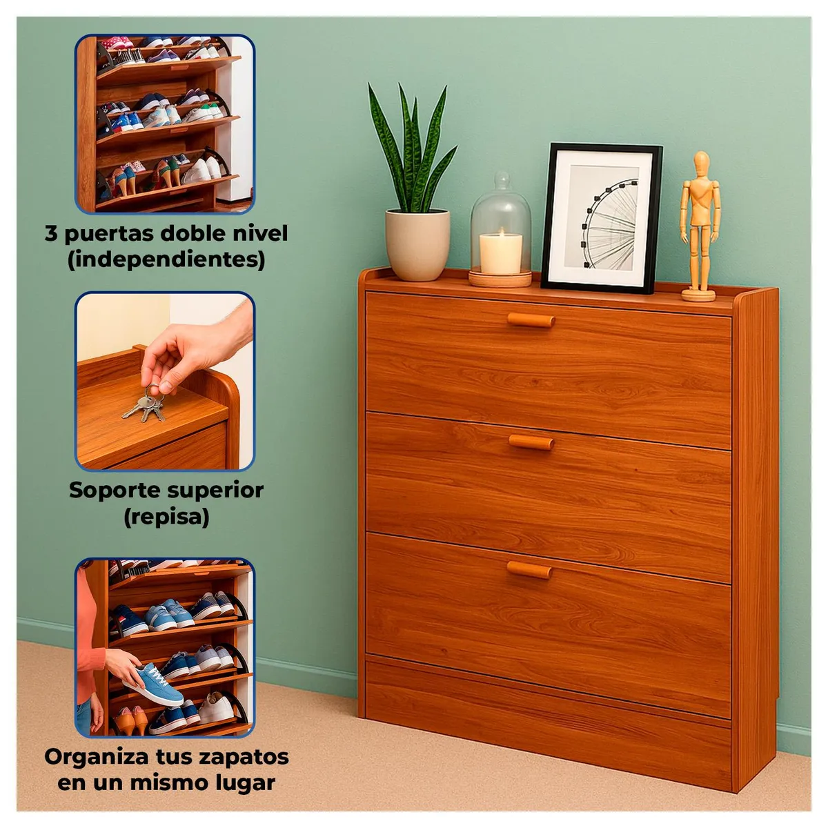 GLOBAL LATIN GROUP - Zapatera Organizadora VTRIN XXL para 25 pares y tallas hasta 44 - Marron