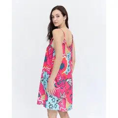 GUINDA - Vestido Corto Estampado con Tirantes DIVI
