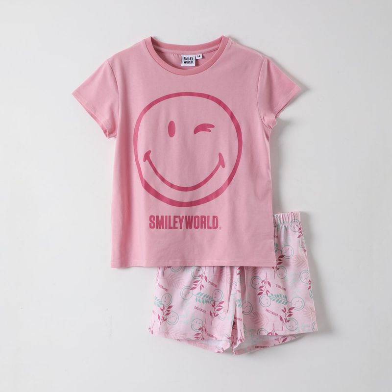SMILEY - Pijama Corto Niña Cara Rosado Smiley