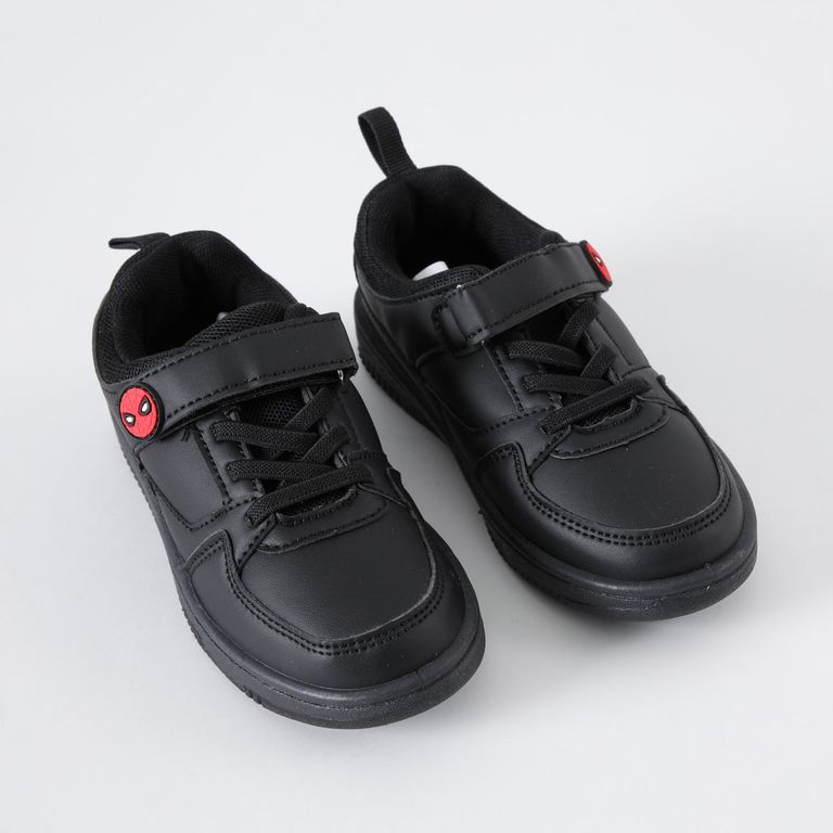 Zapatillas Escolar Niño Spiderman Logo Negro