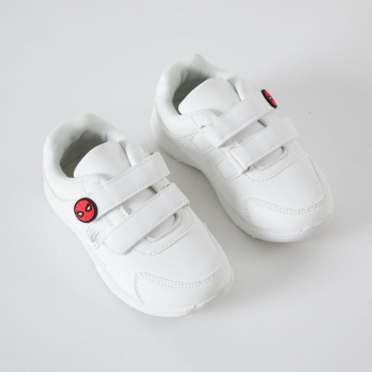 Zapatillas Escolar Niño Spiderman Logo Blanco