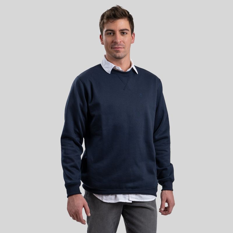 TRAUKO - Poleron Hombre Algodón Azul Trauko Crew Navy
