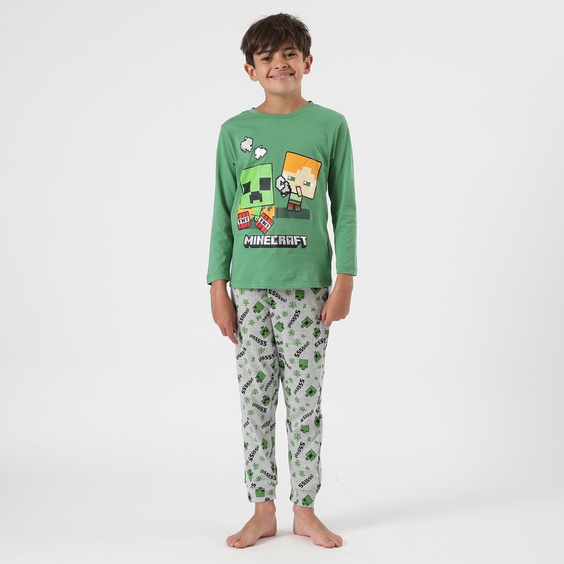 MINECRAFT - Pijama Niño Tnt Creeper Verde Minecraft