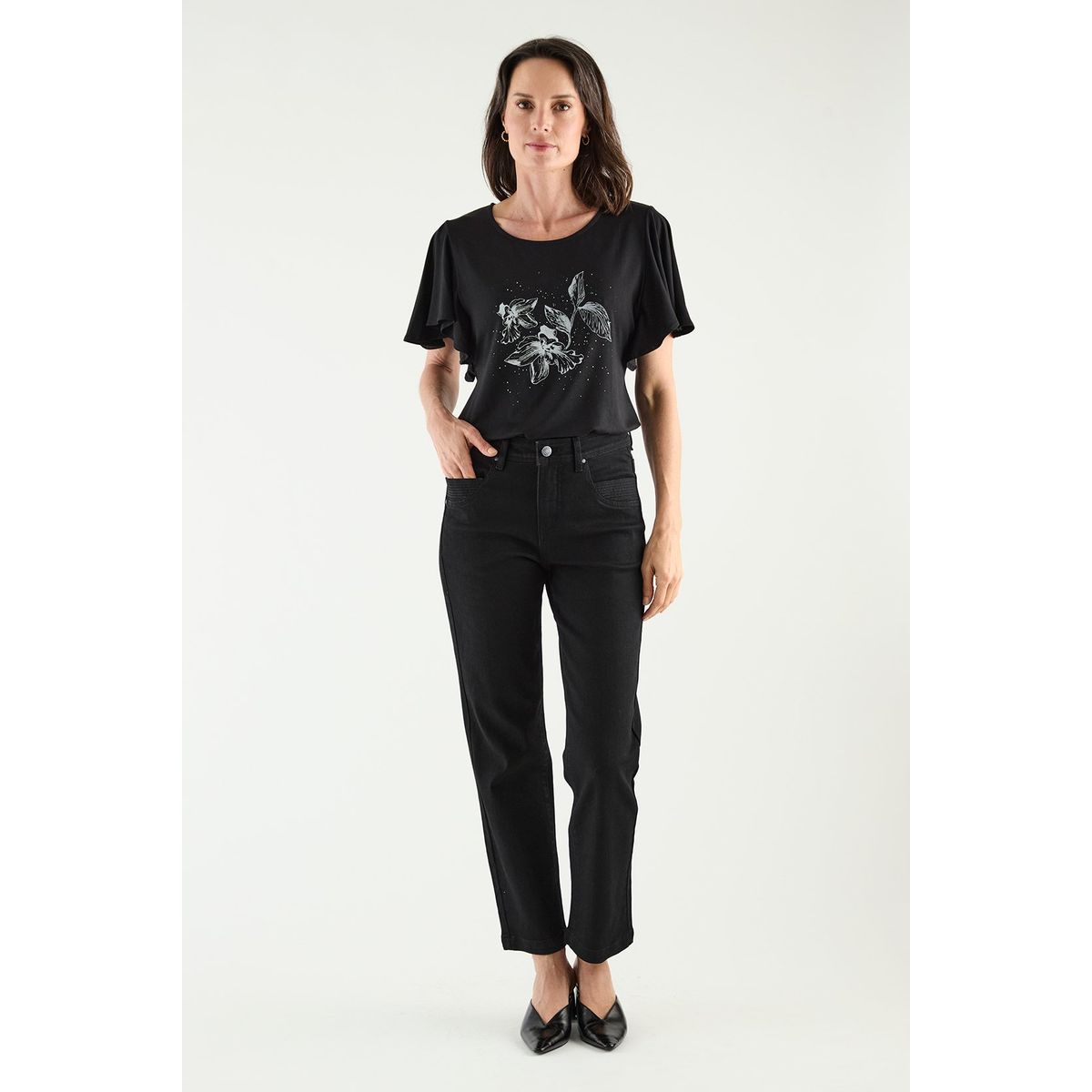 MA GRIFFE - Polera Manga Corta Negro Mujer Magriffe