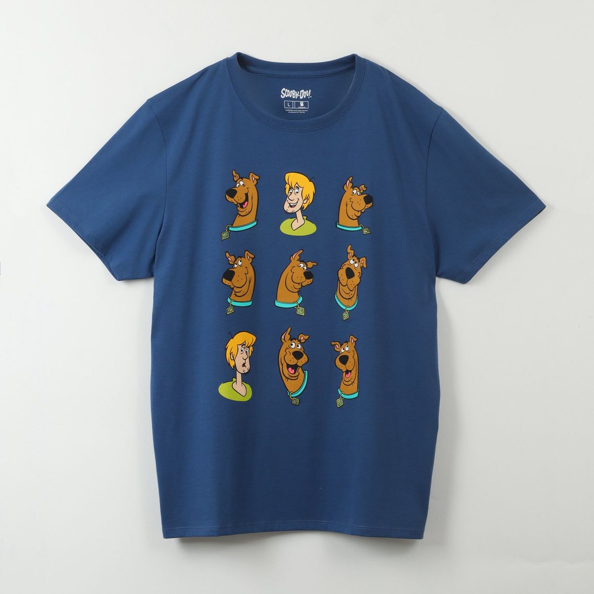 HANNA BARBERA - Polera Manga Corta Hombre Scooby Faces Azul Hanna Barbera