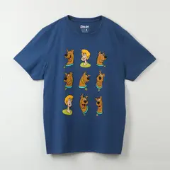 HANNA BARBERA - Polera Manga Corta Hombre Scooby Faces Azul